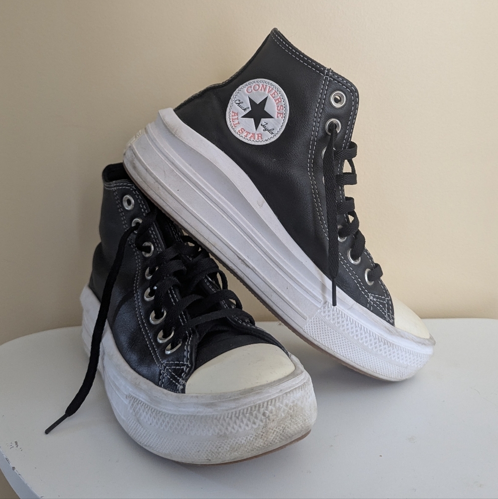 CONVERSE ALL STAR MOVE PLATFORM FOUNDATIONAL LEATHER SNEAKERS